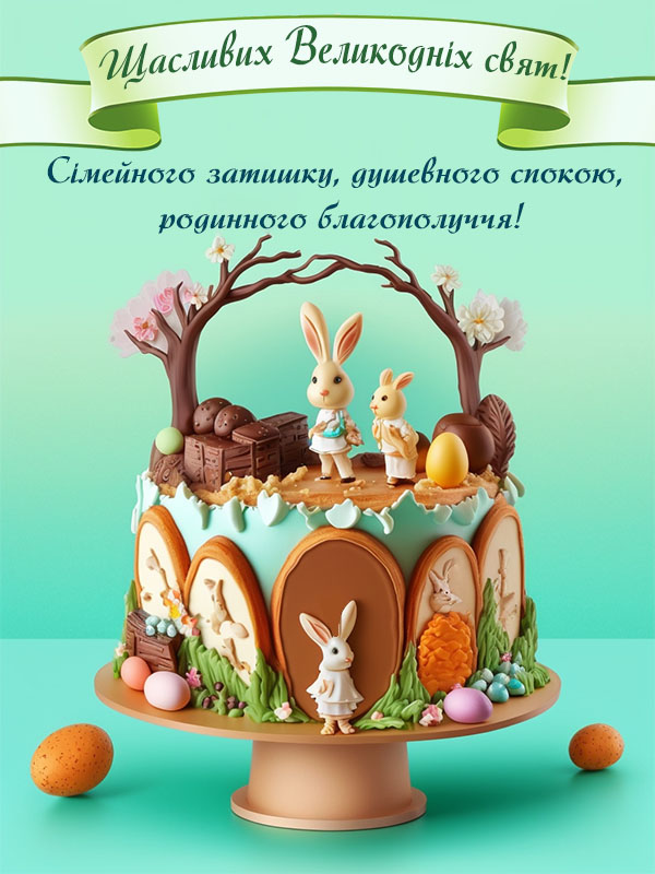 Чарівна листівка з Великоднем! Сімейного затишку, родинного благополуччя!
