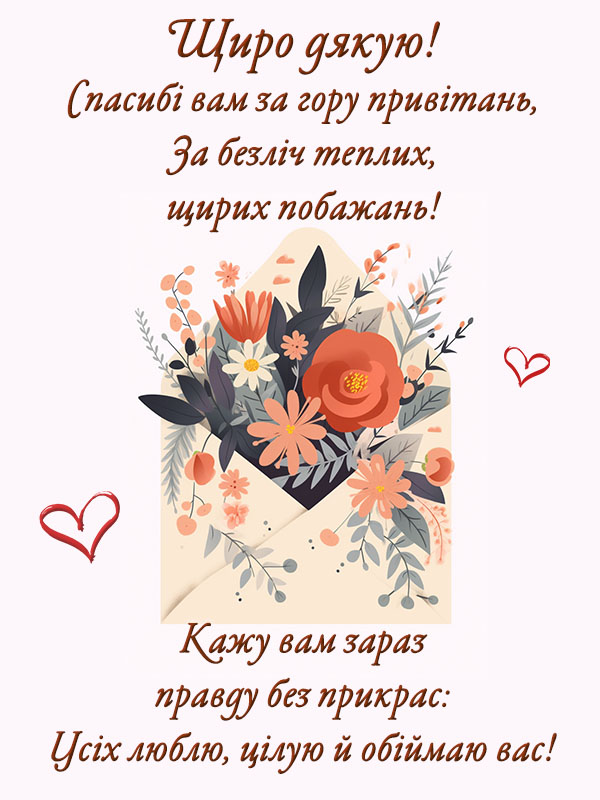 подяка за привітання, цікава картинка