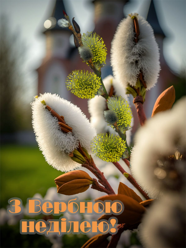 З Вербною неділею мінімалістична картинка